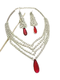 This Elegant Multiple Layerd Red Stone Neckless