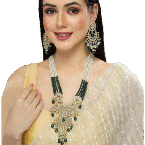 Maharani Emerald Pearl Layered Necklace Set