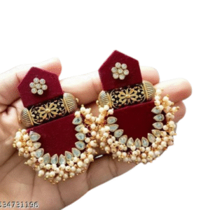 Velvet Kundan Pearl Handmade Jhumki Earrings